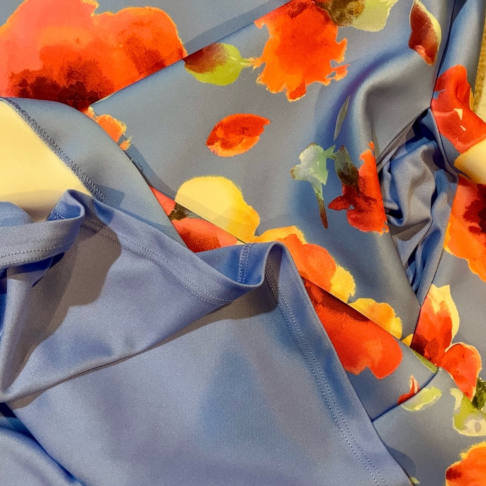 Anne Klein Blue & Pink Floral Dress Sz 6 - Picture 4 of 5